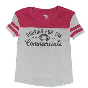 Rooting For Commercials Womens Juniors S Pink & Grey Funny Tee T Shirt